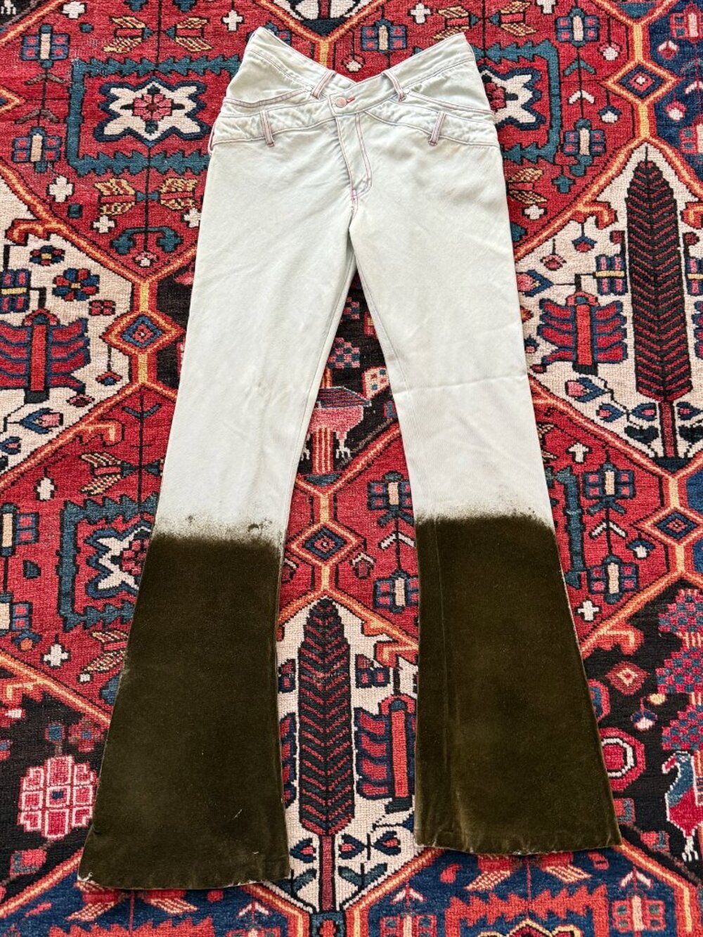 Masha Popova Golden mud v-shape bias-cut jeans